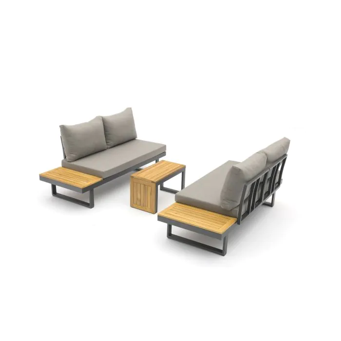 SET SALOTTO SIRMIONE  ALLUMINIO E ACACIA