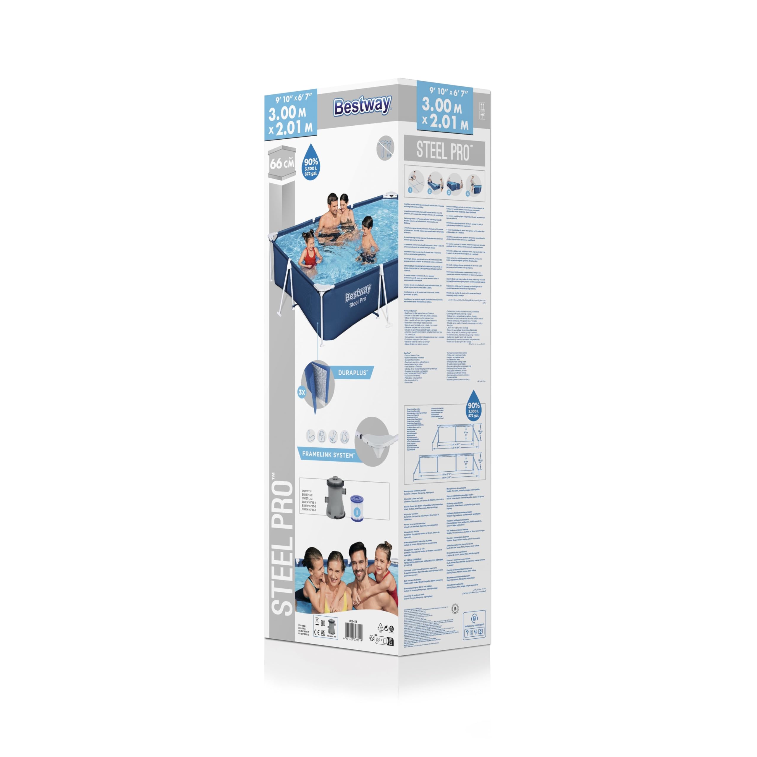 PISCINA RETTANGOLARE  BESTWAY 56411 300x201xH66+ POMPA FILTRO