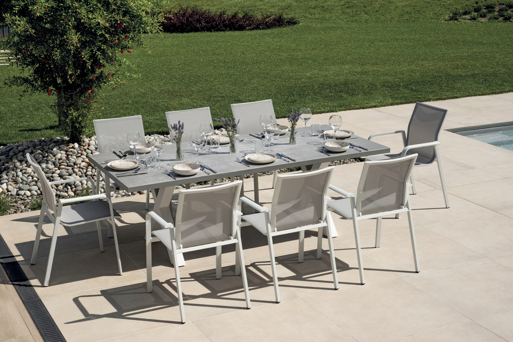 TAVOLO SANTORINI 265/330/398x110 BIANCO - DOPPIO A