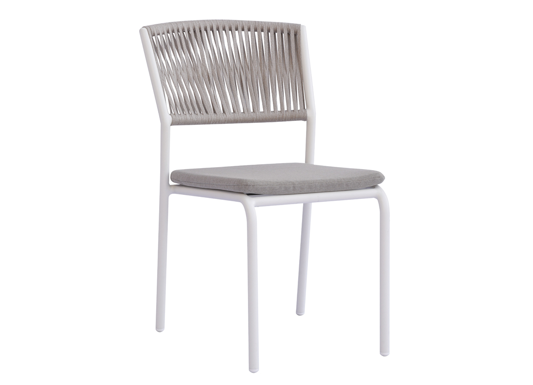 SEDIA MODENA C/B - ALU BIANCO E CORDA BEIGE