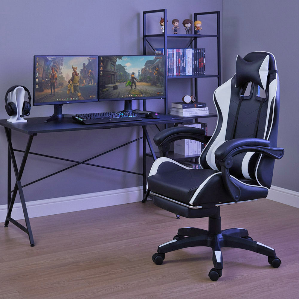 SEDIA GAMING SEDUTA E SCHIENALE IMBOTTITA BIANCO E NERO