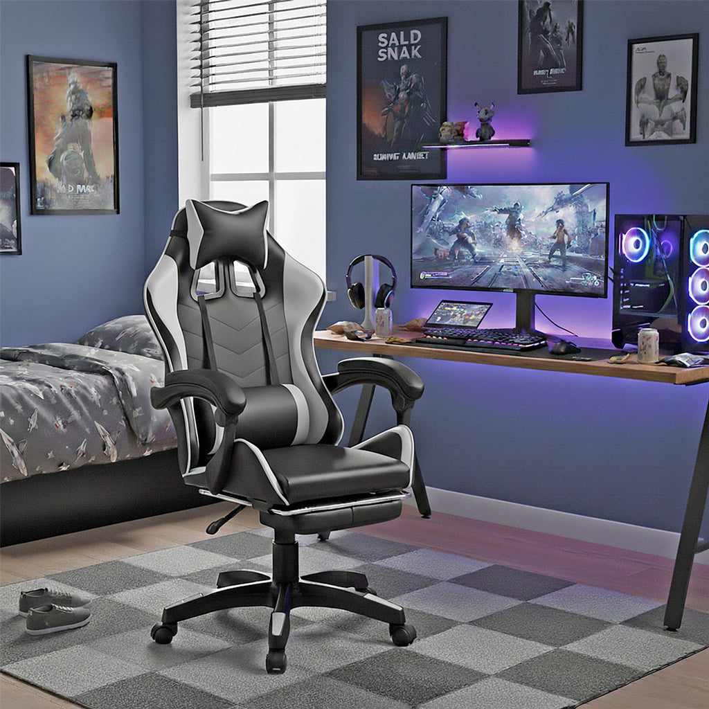 SEDIA GAMING SEDUTA E SCHIENALE IMBOTTITA BIANCO E NERO
