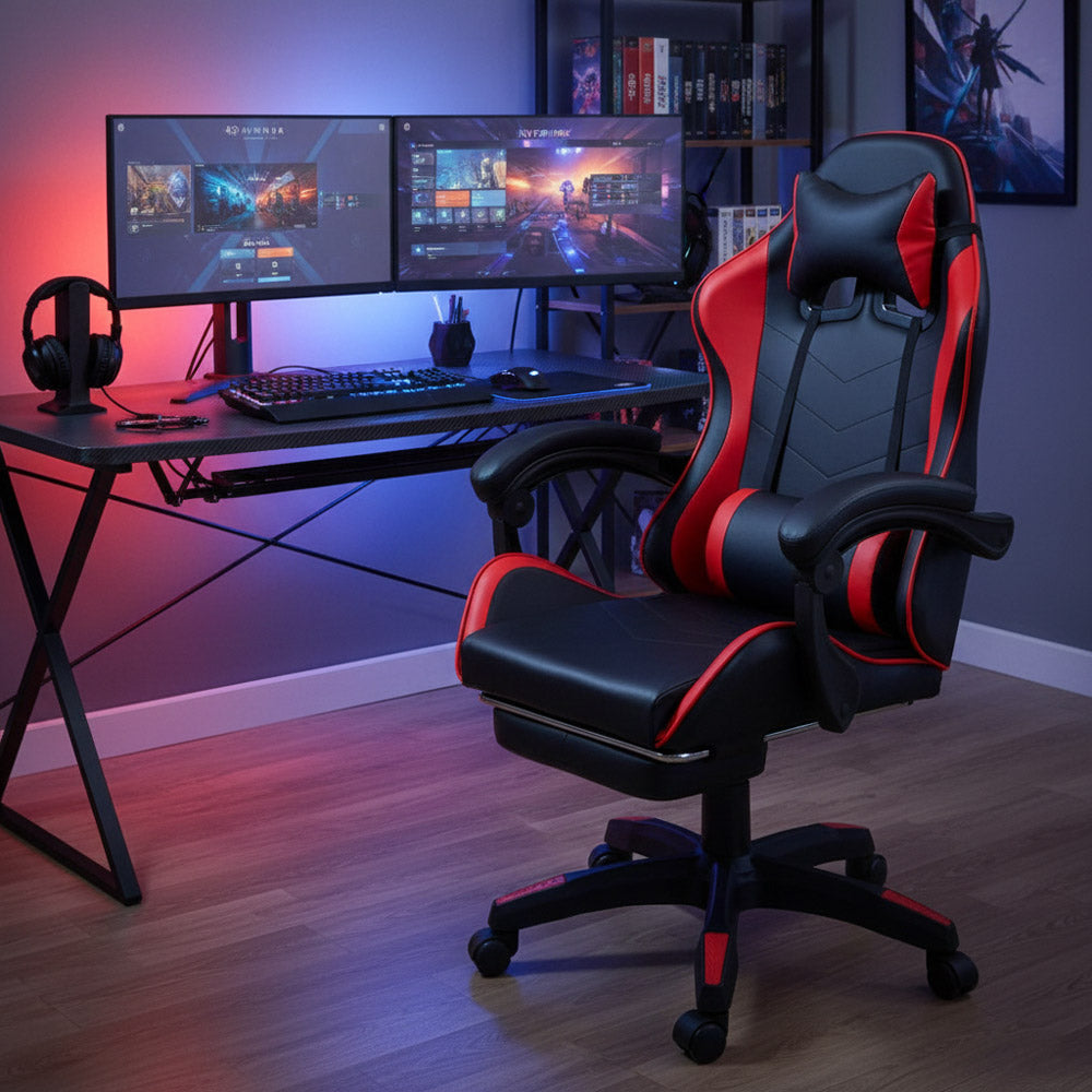 SEDIA GAMING SEDUTA E SCHIENALE IMBOTTITA ROSSO