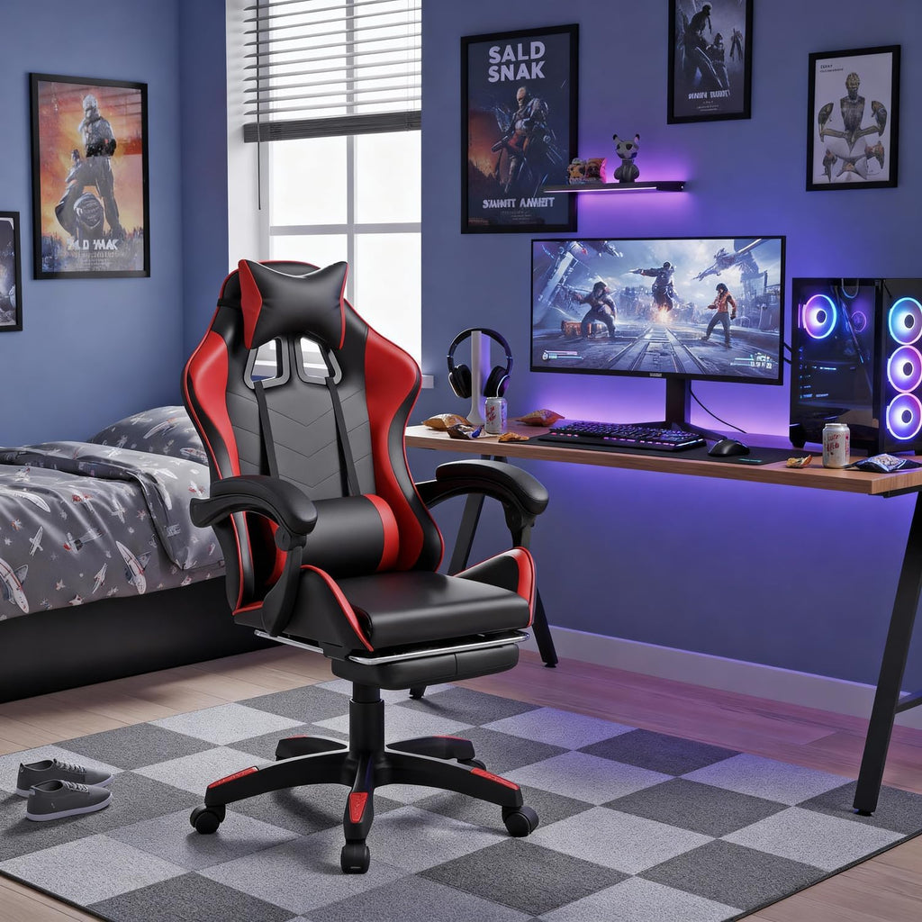 SEDIA GAMING SEDUTA E SCHIENALE IMBOTTITA ROSSO