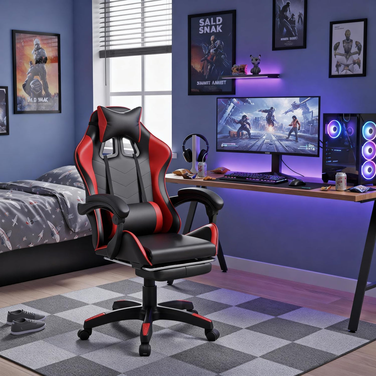 SEDIA GAMING SEDUTA E SCHIENALE IMBOTTITA ROSSO