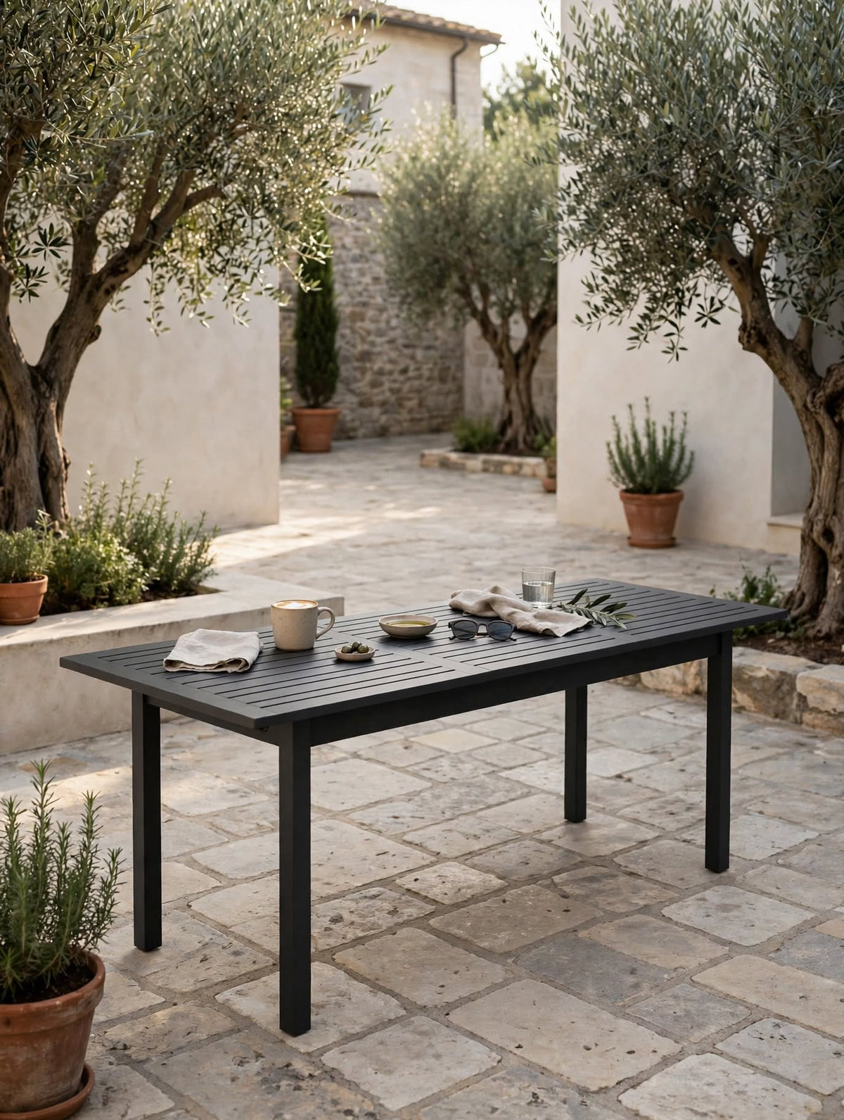 BIZZOTTO TAVOLO RIACE ANTRACITE ALLUMINIO ALLUNGABILE 160/240X90