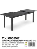 BIZZOTTO TAVOLO RIACE ANTRACITE ALLUMINIO ALLUNGABILE 160/240X90