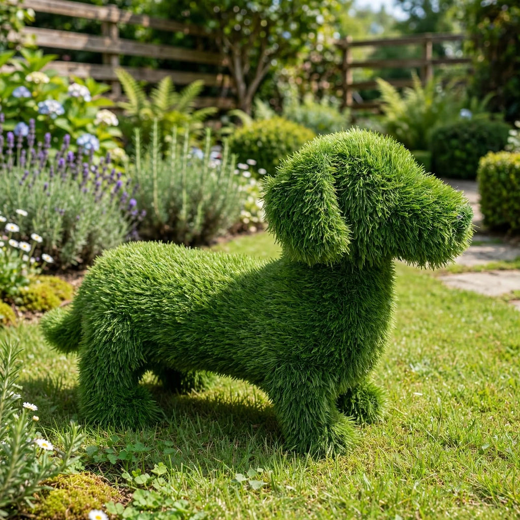 DECORAZIONE ERBA SINTETICA CANE 70x43H BIZZOTTO