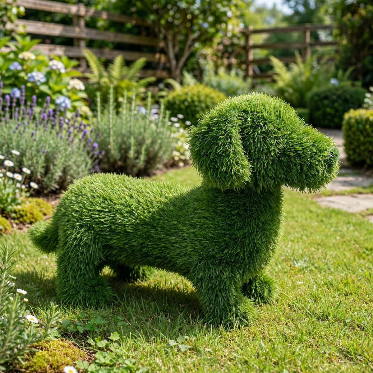 DECORAZIONE ERBA SINTETICA CANE 70x43H BIZZOTTO