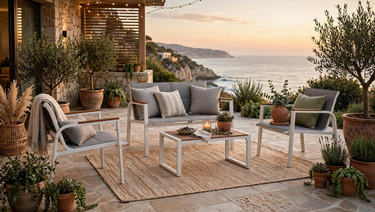 BIZZOTTO SET RIACE 4 POSTI IN TEXITILENE BIANCO  CON INSERTI EFFETTO LEGNO
