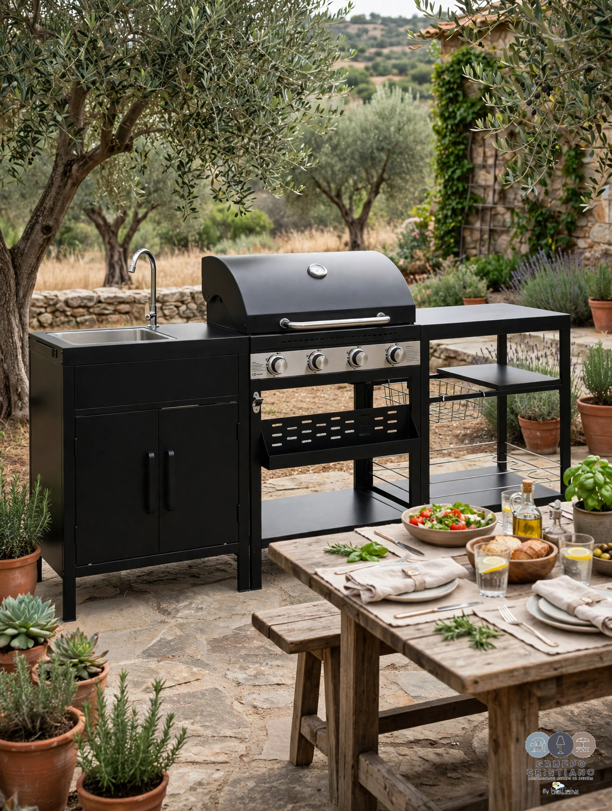 BIZZOTTO CUCINA A GAS FEDRA BARBUCUE E LAVELLO TUTTO IN UNO