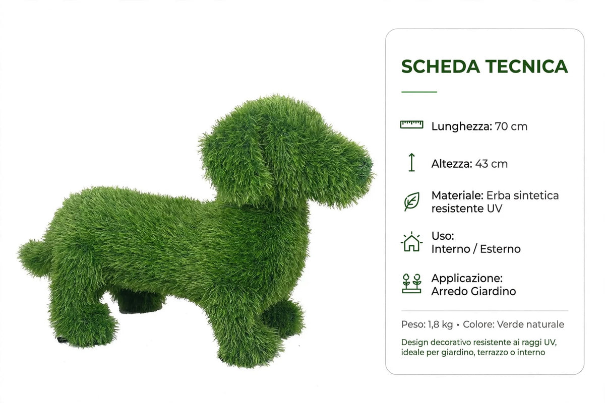 DECORAZIONE ERBA SINTETICA CANE 70x43H BIZZOTTO