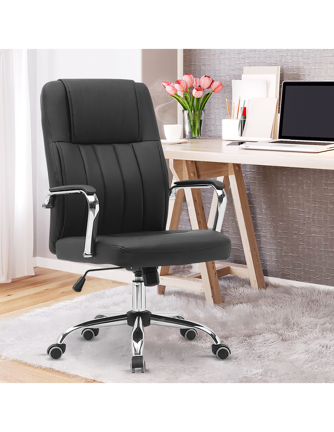 POLTRONA XENO  DIREZIONALE IMBOTTITA CON SEDUTA ERGONOMICA NERO