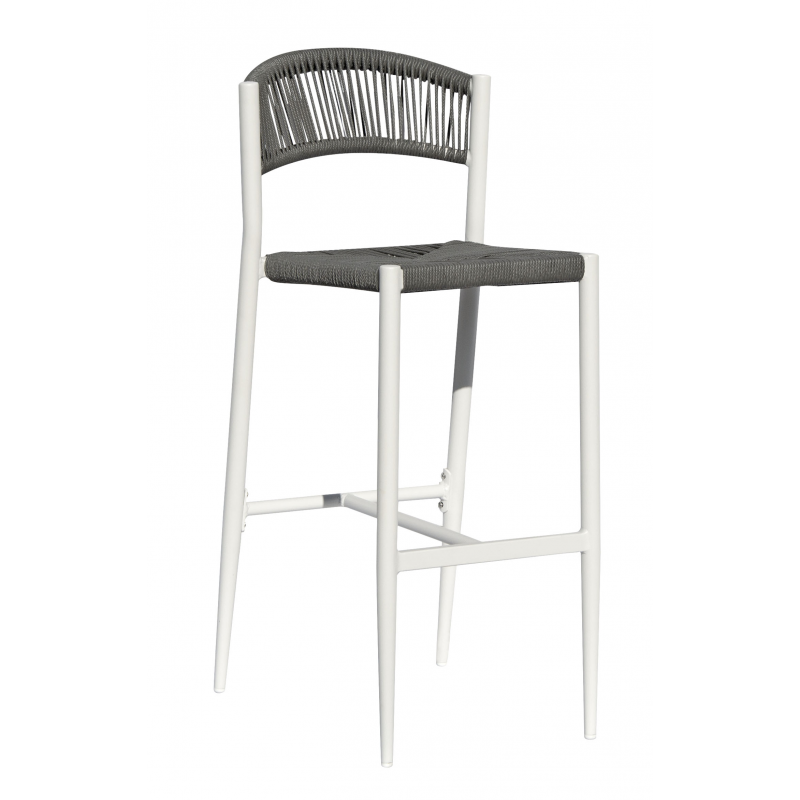 SGABELLO MILANO CONTRACT IN ALU BIANCO E CORDA GRIGIO